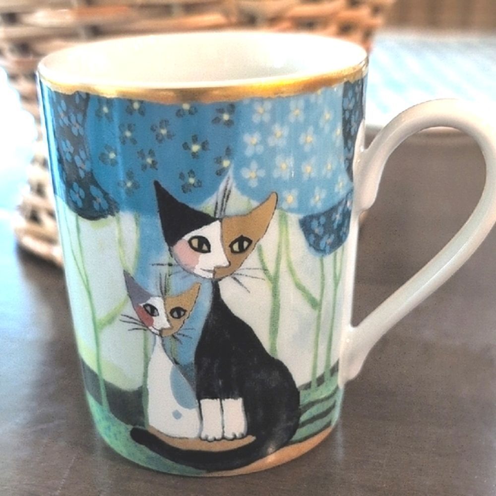 Goebel Rosina Wachtmeister Cat-Themed  Porcelain Mug Coffee Cup "Luca & Luciana"